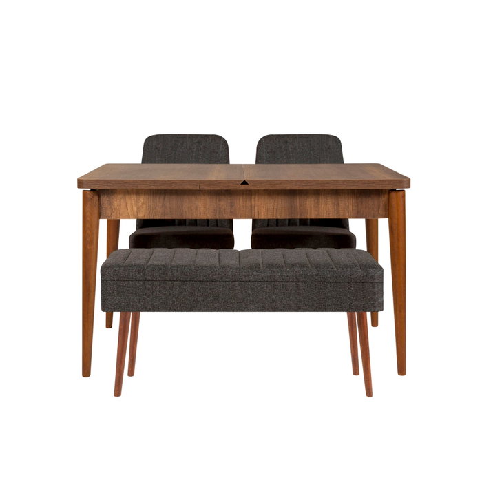 Hanah Home Vina 1053 - Conjunto de comedor extensible de 4 piezas, Nogal y Antracita Hanah Home Vina 1053 - Conjunto de comedor extensible de 4 piezas, Nogal y Antracita